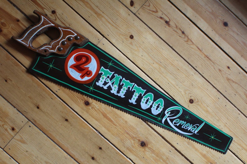 Tattoo Removal Handsaw Sign Plaque Vintage Retro Decrotive Etsy