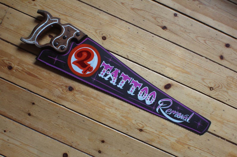 Tattoo Removal Handsaw Sign Plaque Vintage Retro Decrotive Etsy