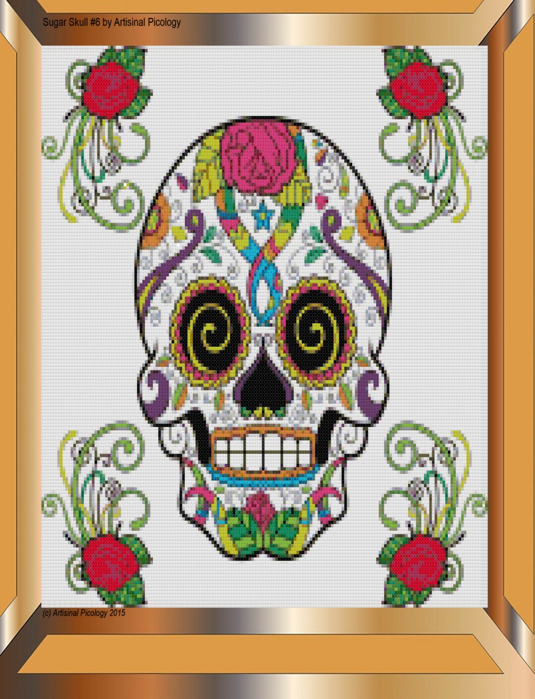 Sugar Skull No. 6/PDF Cross Stitch Sampler Dia De Los Muertos Día de ...