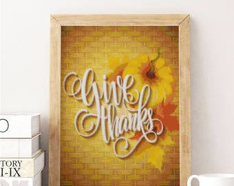 Give Thanks Cross Stitch Pattern, modern cross stitch pattern, Thanksgiving cross stitch pattern, colorful, instant PDF download