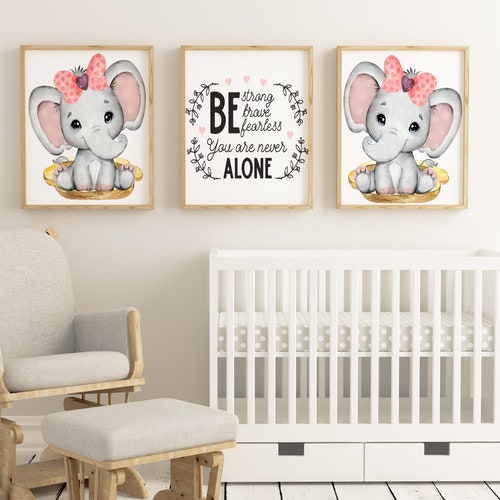 Baby Elephant Nursery Prints Set of 3 Whimsical Art for Kids Etsy