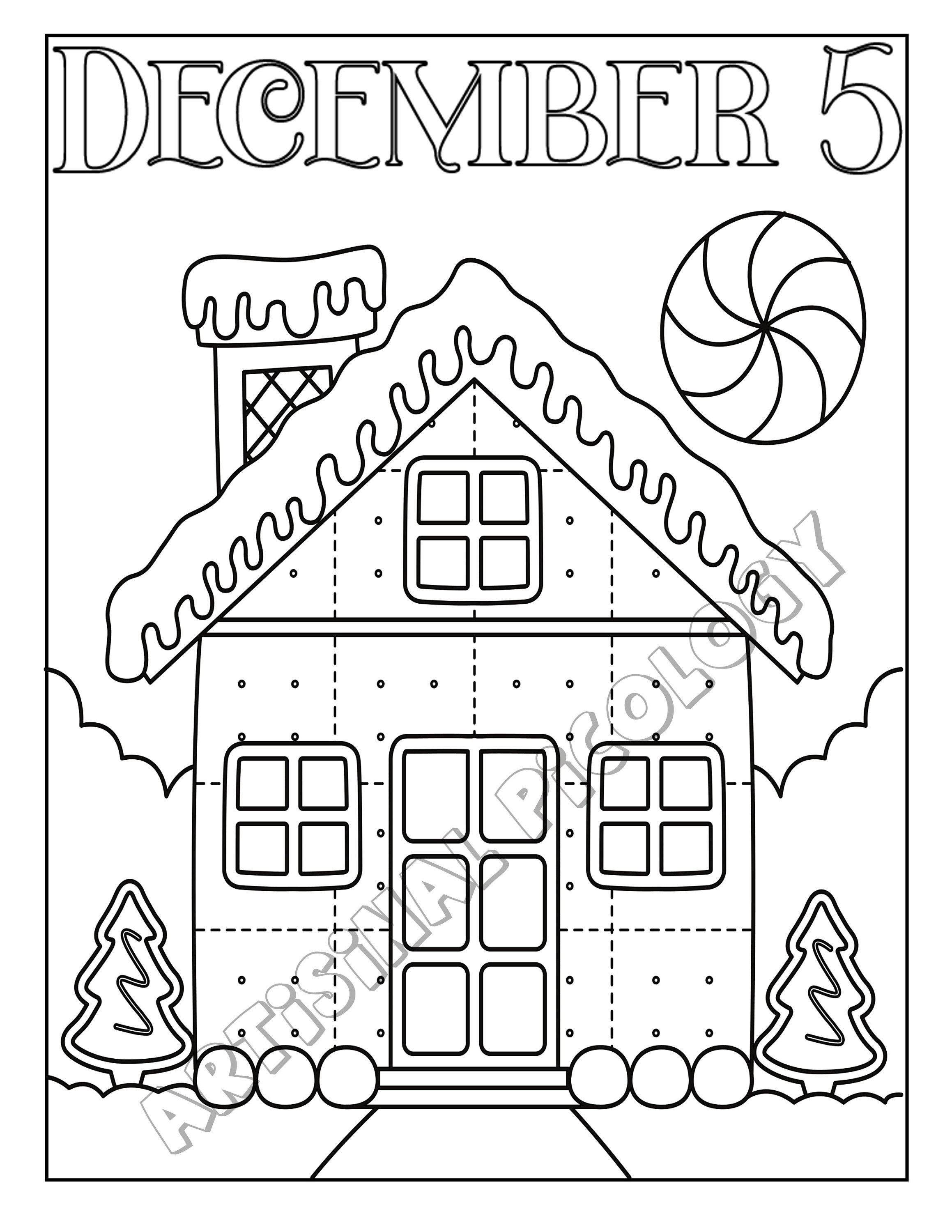 Christmas Countdown Coloring Calendar, Printable Coloring Pages, Advent ...