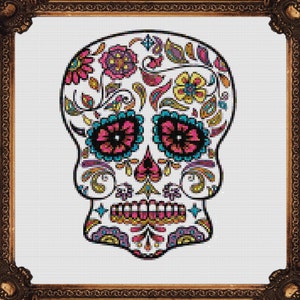 Sugar Skull No. 1/PDF - Cross Stitch Sampler - Dia De Los Muertos - Day of the Dead - INSTANT DOWNLOAD