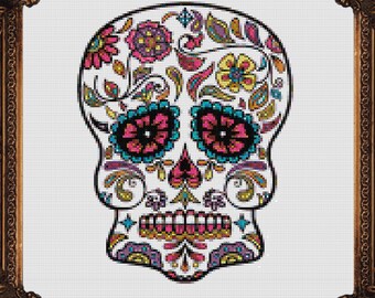 Sugar Skull No. 1/PDF - Sampler Punto Croce - Dia De Los Muertos - Giorno dei Morti - DOWNLOAD IMMEDIATO