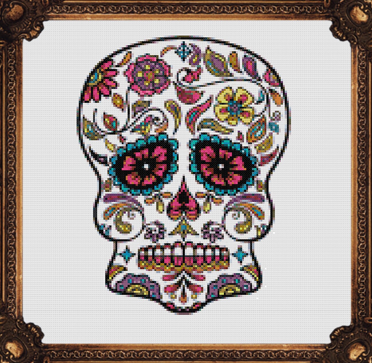 Sugar Skull No. 1/PDF Cross Stitch Sampler Dia De Los - Etsy