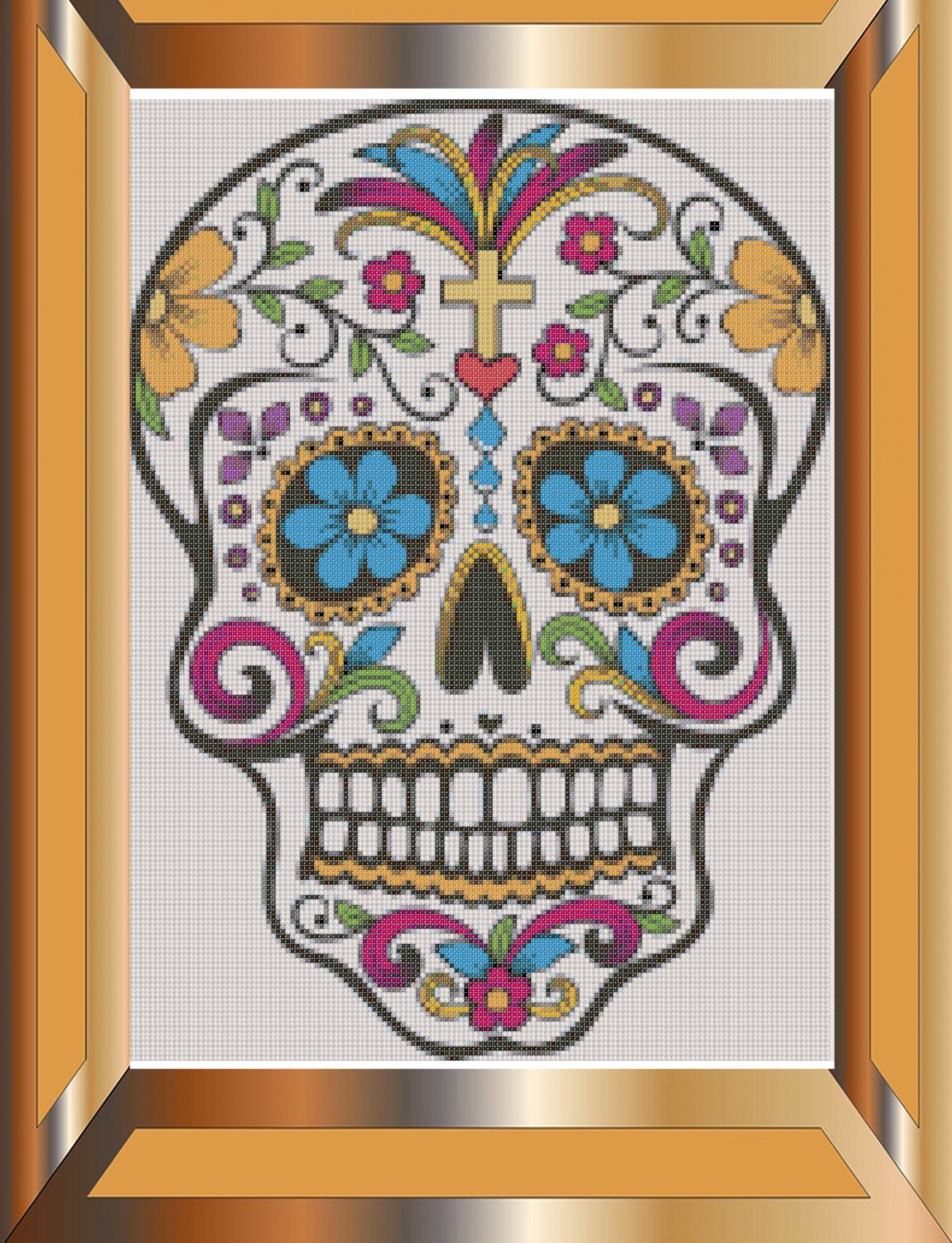 Sugar Skull No. 3/PDF - Cross Stitch Sampler - Dia De Los Muertos - Day ...
