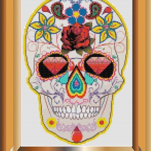 Sugar Skull No. 2/PDF - Cross Stitch Sampler - Dia De Los Muertos - Day of the Dead - INSTANT DOWNLOAD