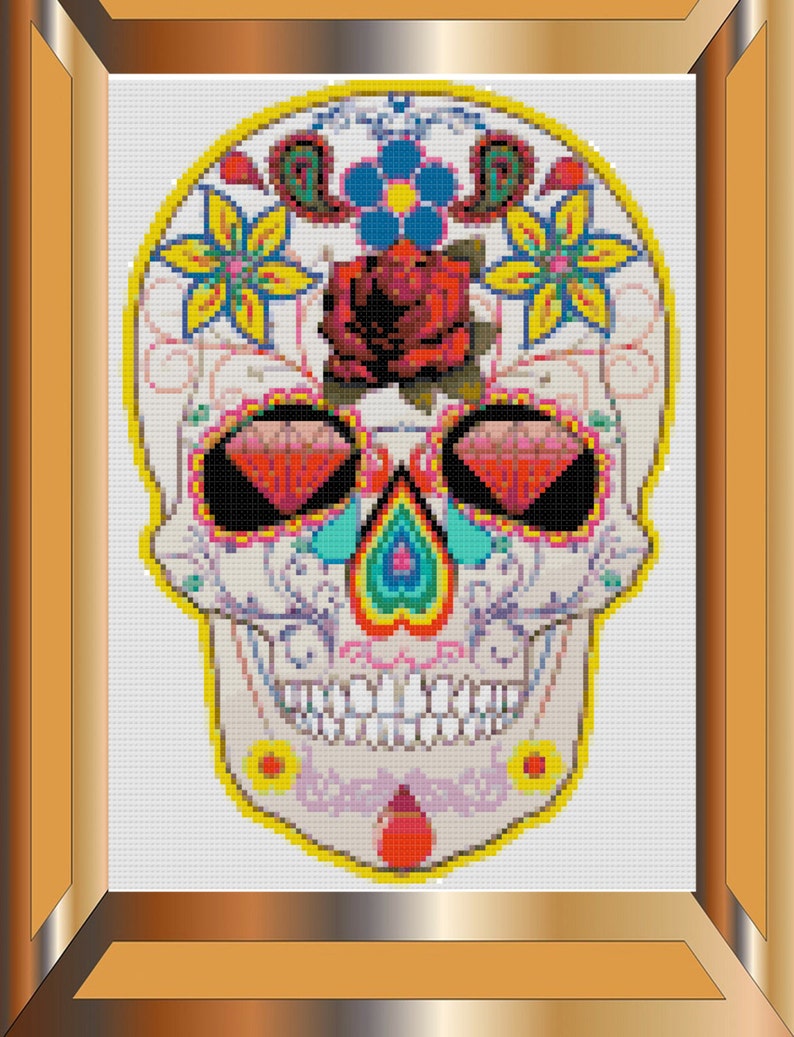 Sugar Skull No. 2/PDF - Cross Stitch Sampler - Dia De Los Muertos - Day ...