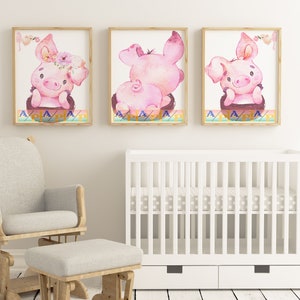 Bathroom Art Pigs Print Whimsical Nursery Bath time Printable Kids Pigs decor Neutral Nursery Art Kids Art Gender Neutral Nursery