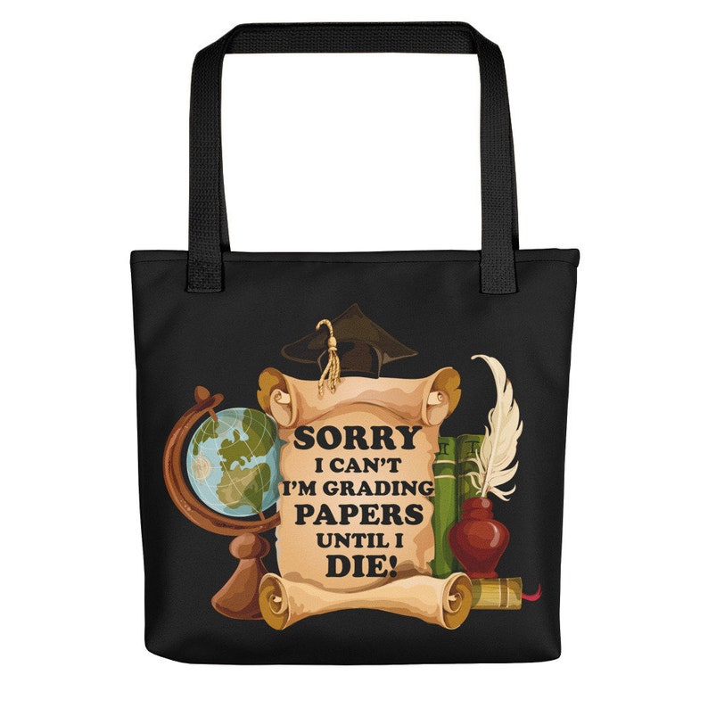 Funny Teacher Grading Papers Tote Bag. Teacher Tote Bag, Teacher Gift