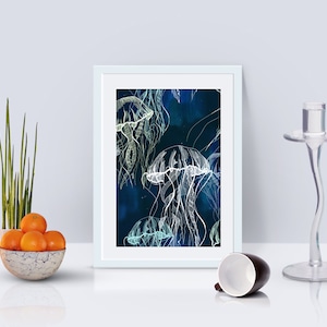 Jellyfish Art Print - Jellyfish Print - Jellyfish Art - Ocean themed nursery - Ocean animal print - Sea nursery decor - Printable Art