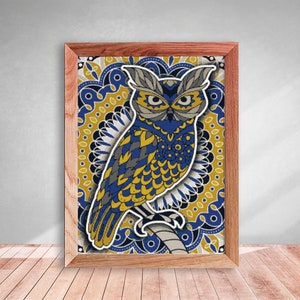 Decorative Owl Cross Stitch Pattern, modern cross stitch pattern, eagle cross stitch pattern, needlecraft, colorful, Instant PDF download