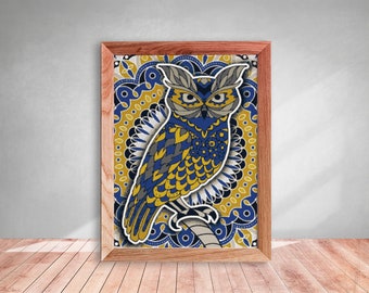 Decoratief uil kruissteekpatroon, modern kruissteekpatroon, adelaar kruissteekpatroon, handwerk, kleurrijk, Instant PDF-download