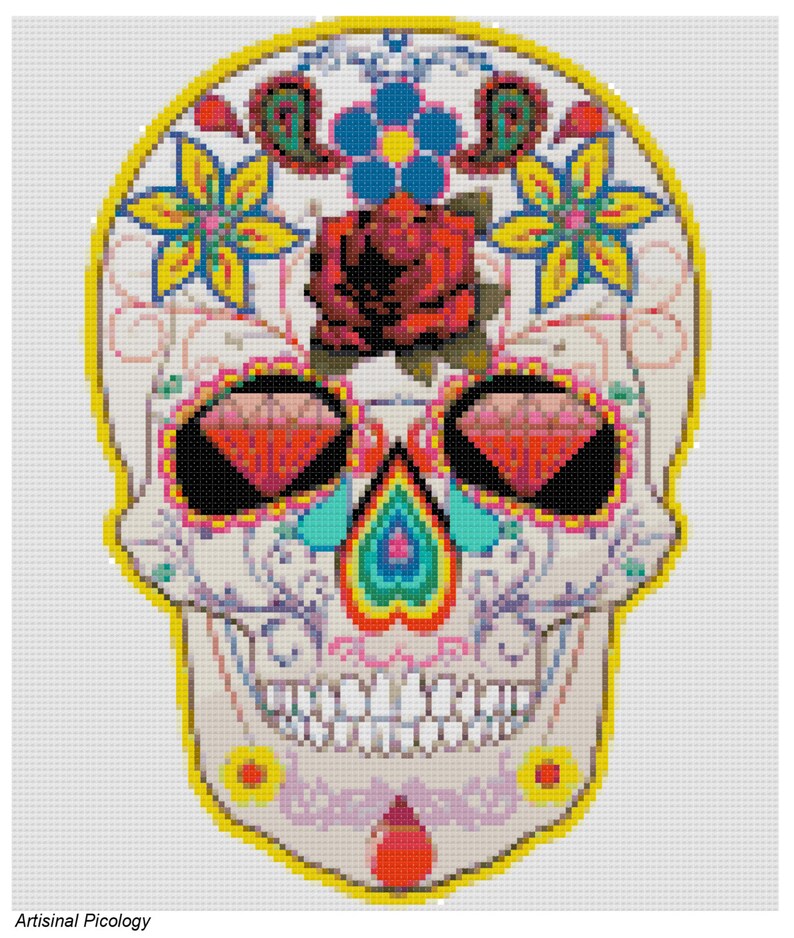 Sugar Skull No. 2/PDF - Cross Stitch Sampler - Dia De Los Muertos - Day ...