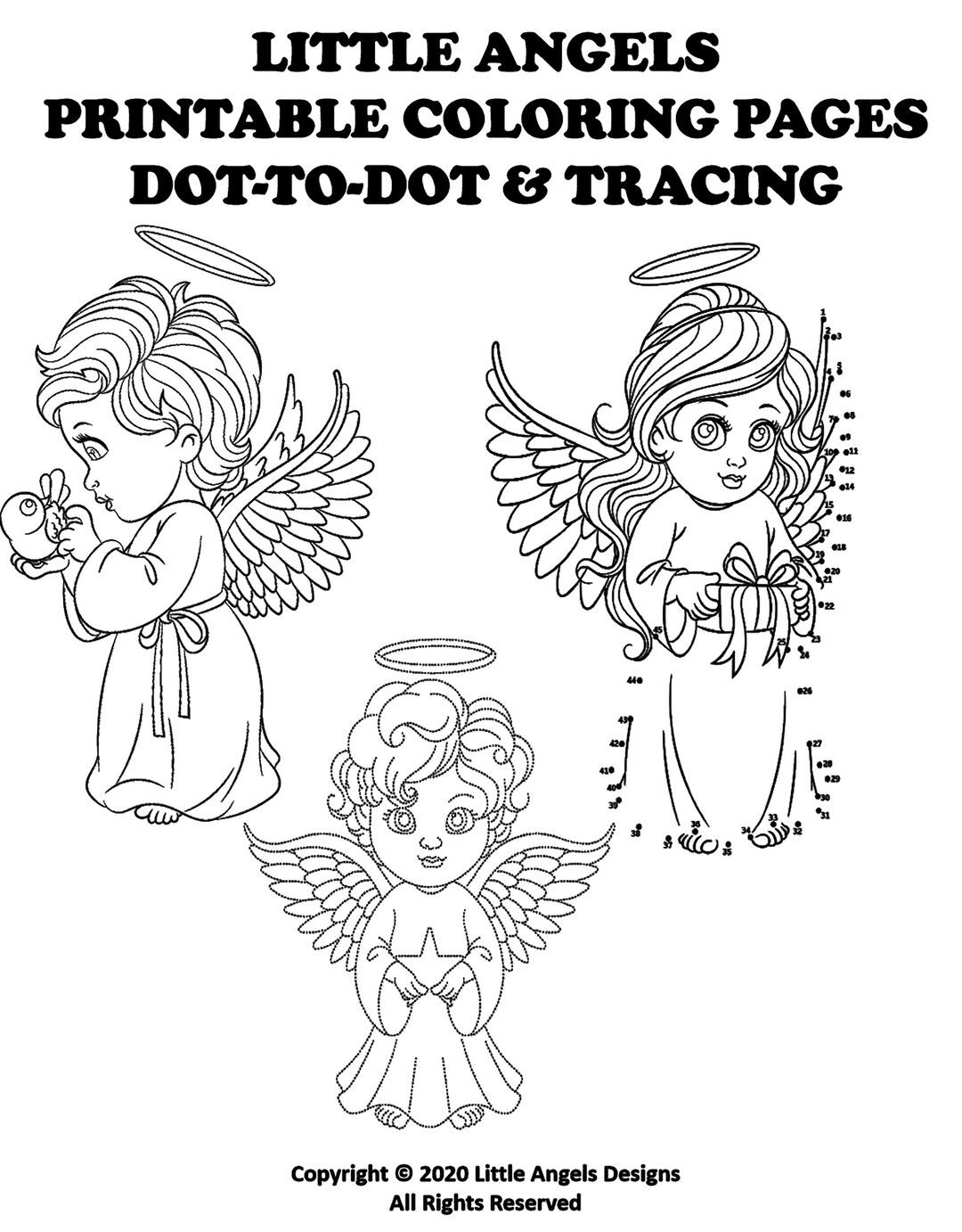 Portrait of a Girl Angel Decorated Floral Elements. PDF -   Animal  coloring pages, Angel coloring pages, Coloring book art