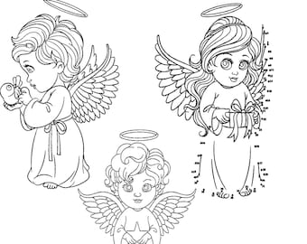 Little Angels Printable Activity Pages | Little Angels Dot-To-Dot Printables | Little Angels Tracing Pages Printables | INSTANT DOWNLOAD