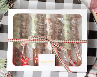 Chocolate Caramel Pretzel Gift Box, Christmas Gift Box, Corporate Gift, Employee Gift, Holiday Gift Basket, Secret Santa, Employee Gift
