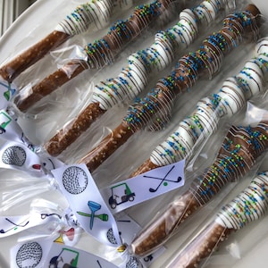 Golf Birthday Chocolate Pretzel Favors - Golf Party Treats - 40th Birthday Golf Theme - Hole in One Favor - Golf Party Gift - 1st Birthday