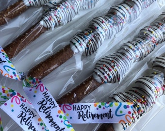 Retirement Chocolate Pretzels, Retirement Decorations, Retirement Party Favors, Retirement Cookies, Retirement Party, Retirement Gift,