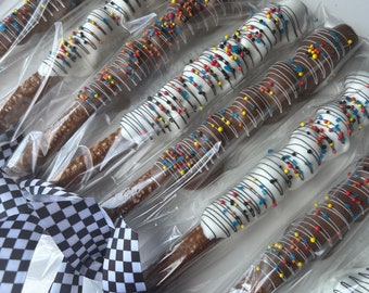 Racing Theme Chocolate Pretzel Favors, Two Fast Birthday Party, Cars Theme, Racing Cookies, Vintage Car Theme, Two Fast Theme, Boy Birthday