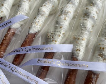 CUSTOMIZED Quinceanera Chocolate Pretzels, 15th Birthday, Quinceanera Favors, Quinceanera Cookies, Sweet 16, Quinceanera Decorations,