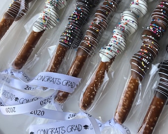 1 Dozen Graduation Chocolate Pretzels, Graduation Favors, Class of 2026, Graduation Cookies, Drive Through, Drive By, Treat Bag, Cake Pops