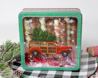 Chocolate Caramel Pretzel Gift Box, Christmas Gift Box, Corporate Gift, Employee Gift, Holiday Gift Basket, Secret Santa, Employee Gift
