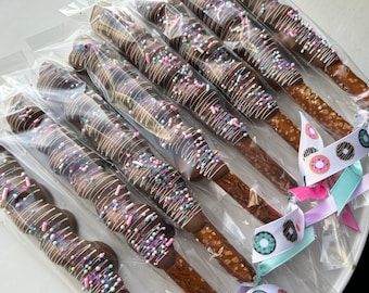 Donut Sweets Chocolate Pretzels, Two Sweet Birthday, 2nd Birthday, Donuts Ice Cream Birthday, 2nd Birthday, Custom Cookies, Favors