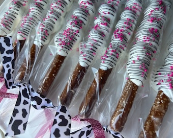 One Dozen Disco Cowgirl Pretzels, Space Cowgirl, Nash Bash, Disco Party Favors, Lets go girls, Rodeo Disco, Pink Disco, Birthday, Cookies