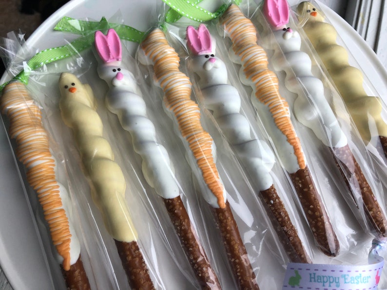 Easter Chocolate Caramel Pretzels Easter Basket Goodies Etsy