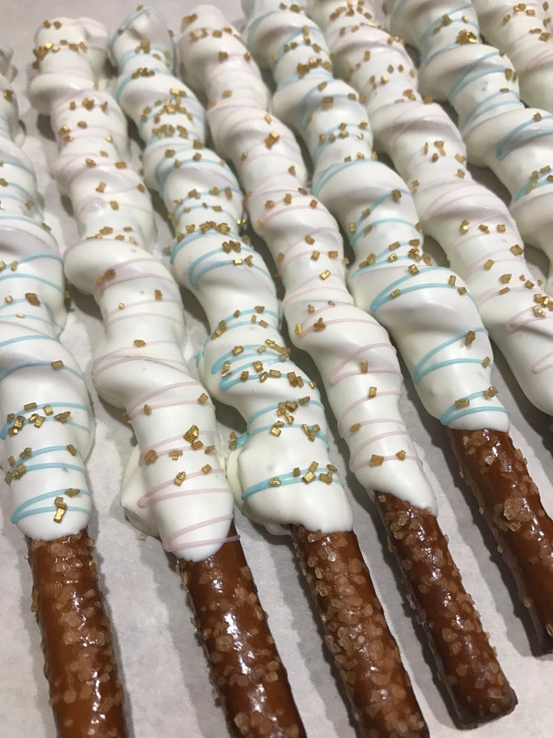 2 Dozen Baby Shower Chocolate Covered Pretzels Baby Shower Etsy