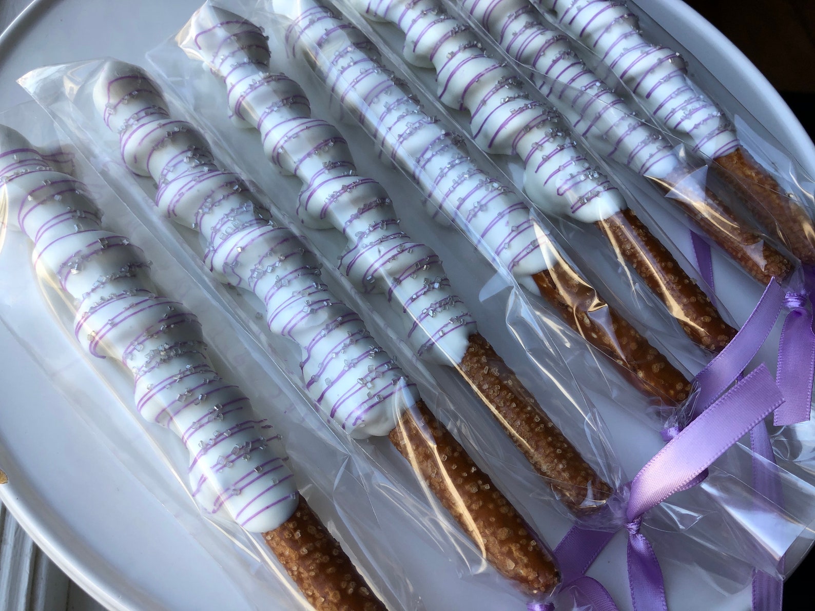 1 Dozen Purple Chocolate Covered Pretzels, Purple Wedding, Purple Baby