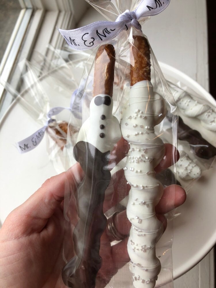 Bride Groom Chocolate Pretzels Wedding Favors Rehearsal Etsy