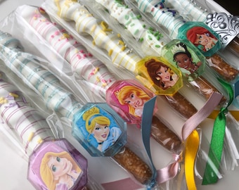 1 Dozen Disney Princess Chocolate Pretzels, Disney Princess Party, Party Favors, Princess Cookies, Disney Princess Treats, Banner, Birthday