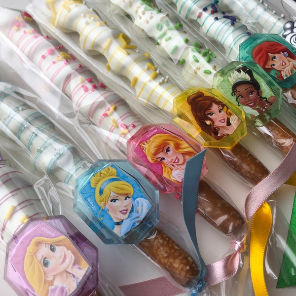 1 Dozen Disney Princess Chocolate Pretzels, Disney Princess Party, Party Favors, Princess Cookies, Disney Princess Treats, Banner, Birthday