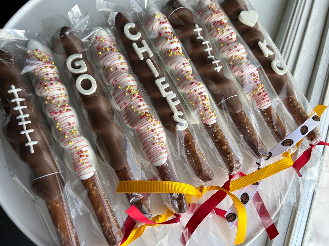 Kansas City KC Chiefs Football Chocolate Pretzels One Dozen Playoff the