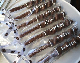 1 Dozen Football Chocolate Pretzels, NFL, College Football, High School, Cookies, Fantasy Football, Sports Birthday, Favors, Super Bowl