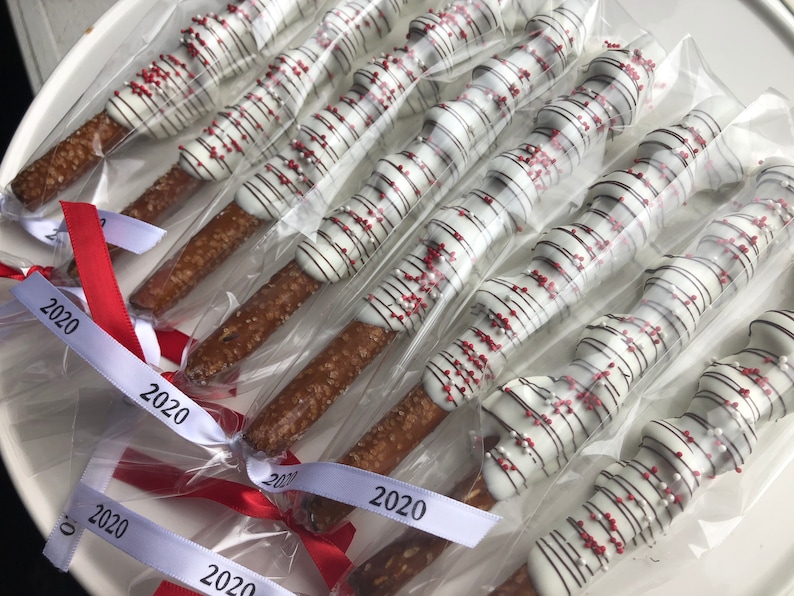 1 Dozen Graduation Chocolate Pretzels Graduation Favors Etsy