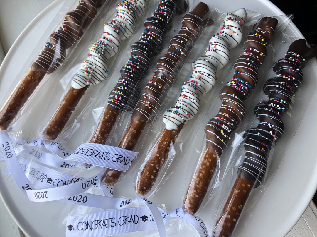 1 Dozen Graduation Chocolate Pretzels, Graduation Favors, Class of 2024
