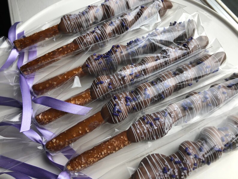 1 Dozen Purple Chocolate Covered Pretzels Lavender Lilac Etsy