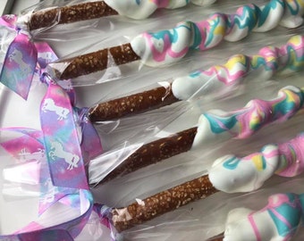 1 Dozen Unicorn Chocolate Pretzels, Unicorn Birthday, Party Favors , Unicorn Decorations , Unicorn Ideas, Unicorn Cake Pops, Unicorn Theme