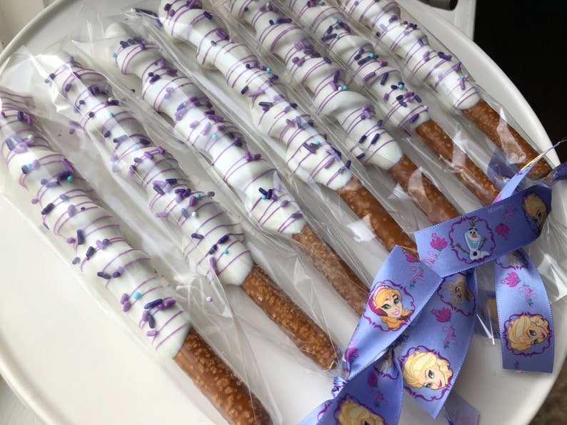 1 Dozen Frozen Chocolate Pretzels / Frozen Birthday / Frozen 2 Etsy