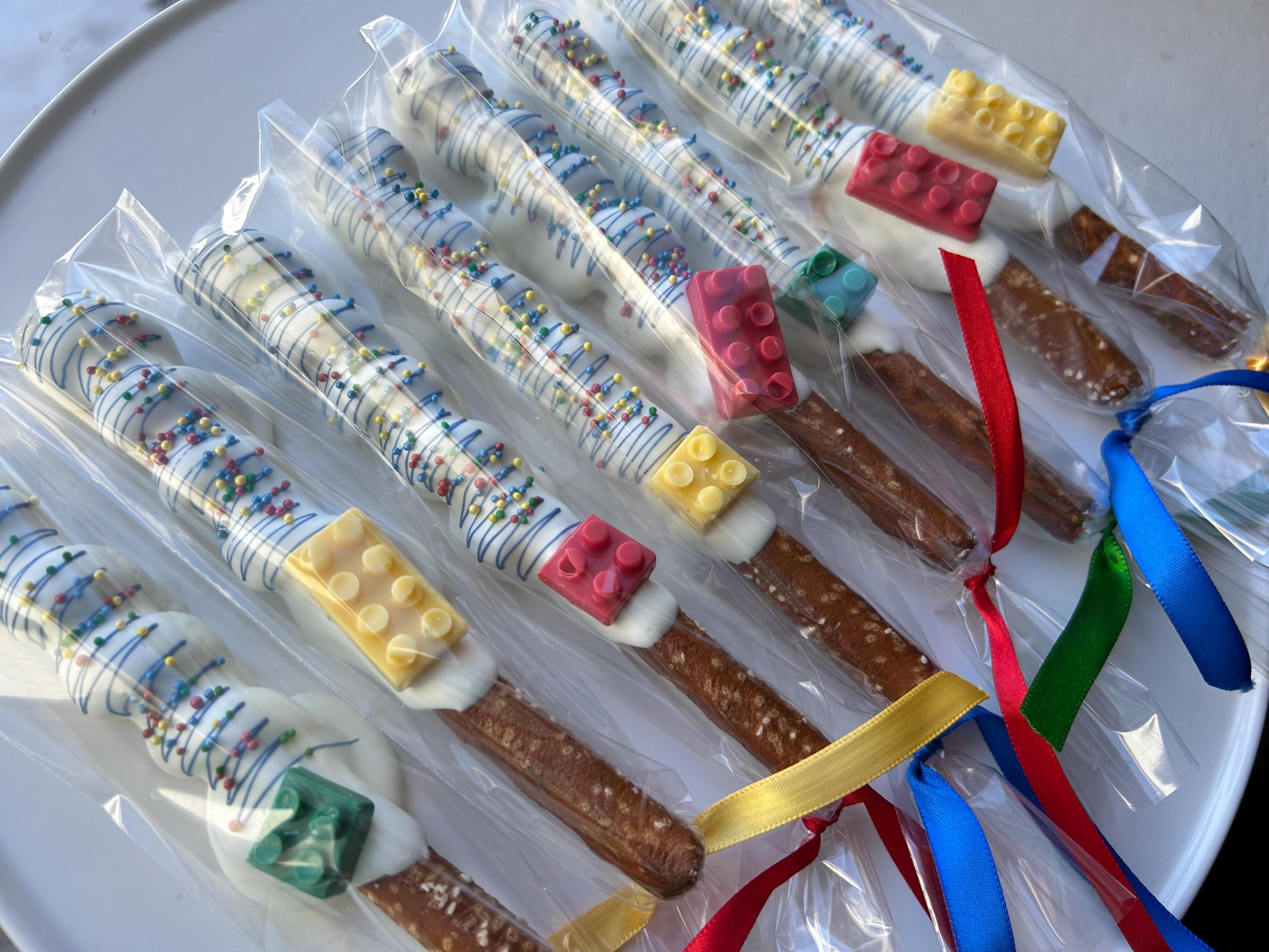 Color Brick Party Pretzels- Chocolate Covered Caramel Pretzels Rods ...