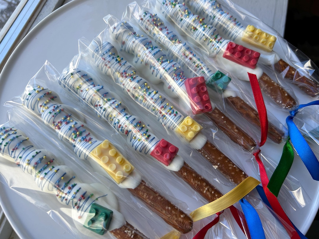 Color Brick Party Pretzels- Chocolate Covered Caramel Pretzels Rods ...