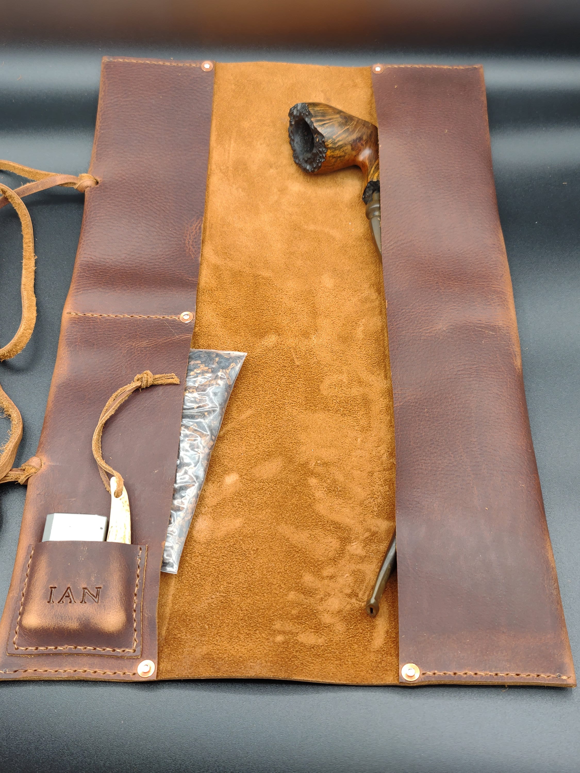 THE TOLKIEN ~ Leather Pipe Churchwarden Case Pouch Roll Holder