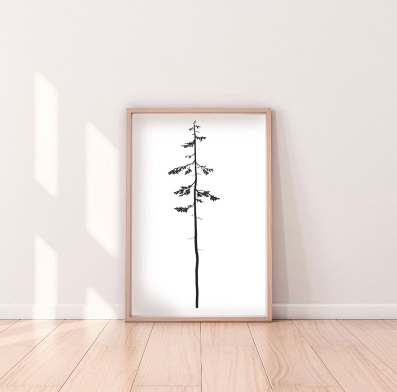 Western Hemlock 8x10 Printable// PNW Digital Poster// West Coast Artwork// Forest Trees Art// Minimalistic Artwork// Van Life Art// Cottage image 2