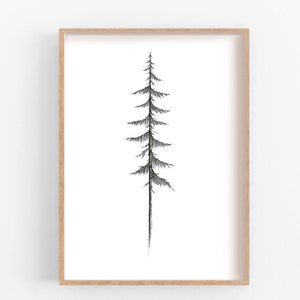 Narrow Pine 8x10 Printable// West Coast Tree Collection// PNW Artwork// Mountains and Trees// Digital PNW Print// image 1