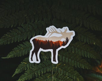 Rocky Mountain Elk Sticker| Forest Sticker| Mountain Range| Granola Style| Van Life| PNW Sticker| West Coast Art| BC Artwork