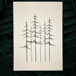 West Coast Art Print/ Nature Print/ Vancouver Island/ British Columbia Trees/ Nature Landscape Print/ Minimalist Art/ Pine Tree Print