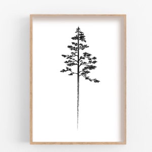 White Pine Digital Print PNW Printable Art Pacific Northwest Art Van Life Art Boho Forest Print Minimalism Artwork image 1